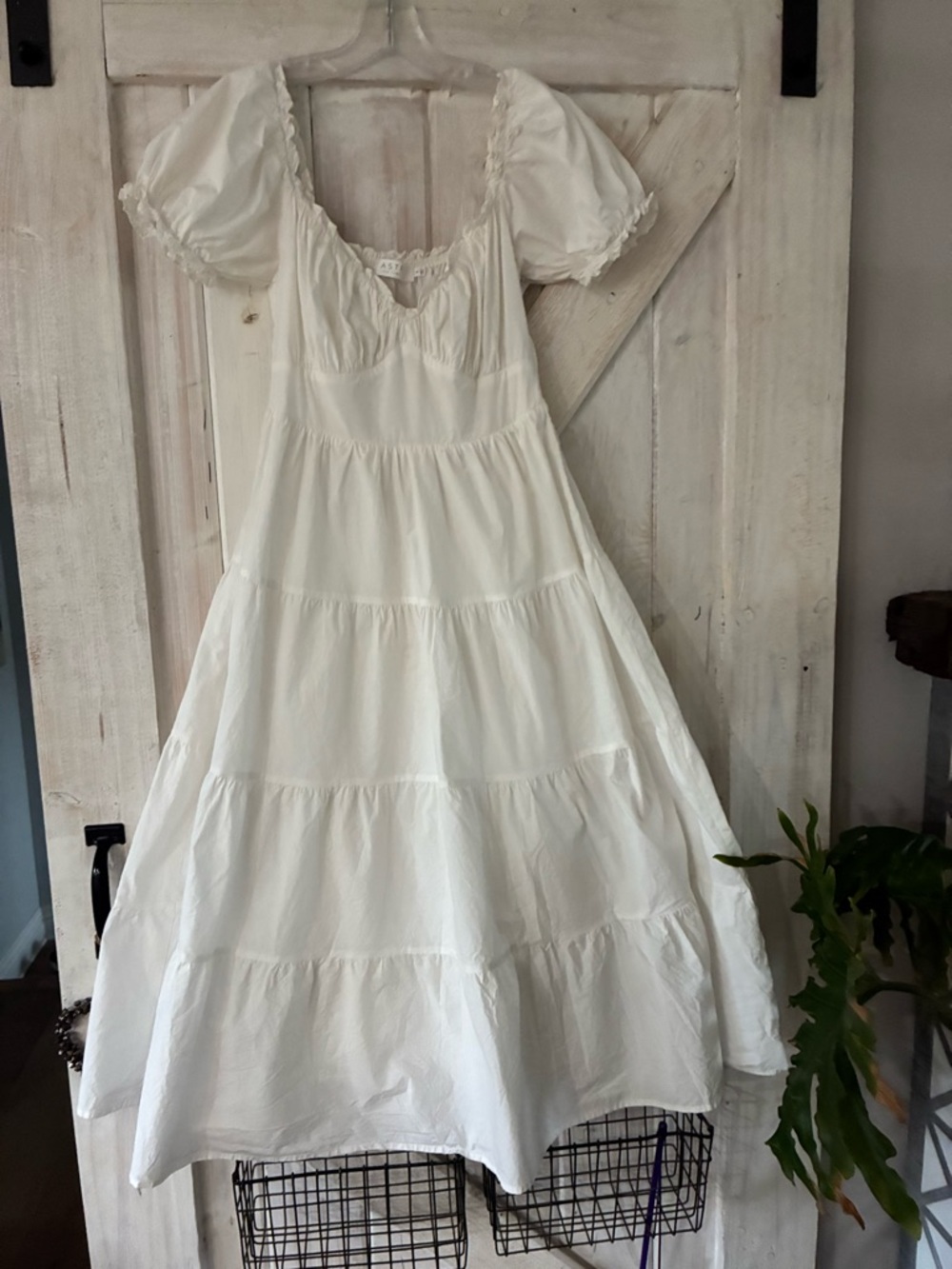 Astr White Tiered Maxi Dress with Puff Sleeves - Picture 1 of 5